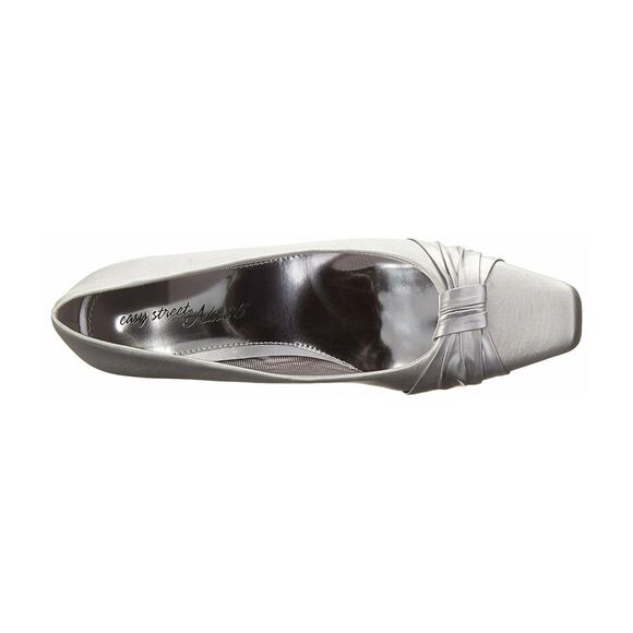 Easy Street Women Waive Classic Kitten Pump Heels Size US 9M Silver Satin - Picture 5 of 6